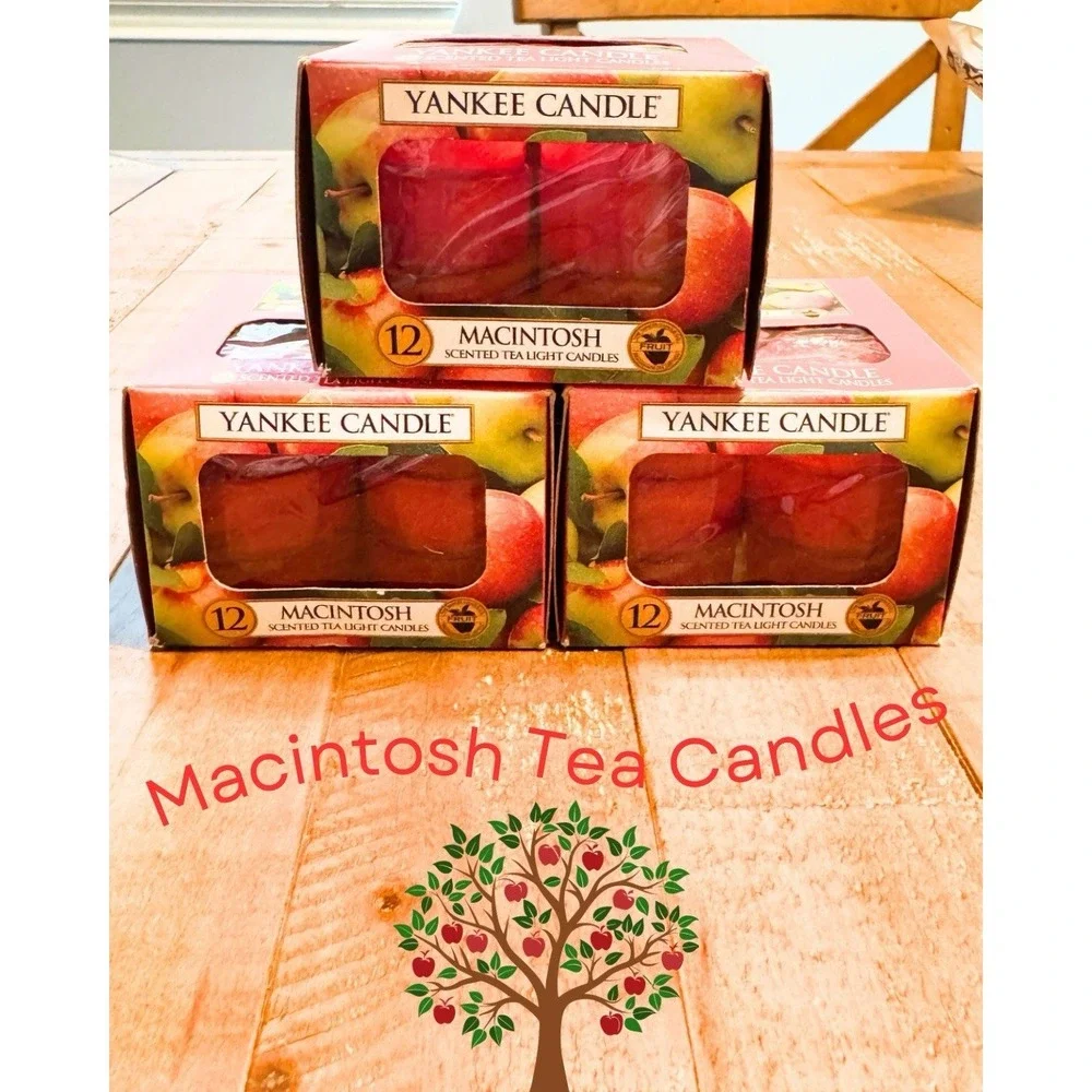 Yankee Candle Macintosh Scented Tea Light Candles - Lot of 3 Boxes (36 total)